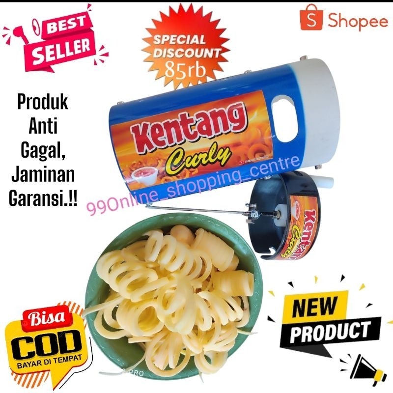 Alat Viral Potato Curly dan Kentang Spiral Mesin Kentang Ulir Mesin Kentang Curly Alat pemotong kent