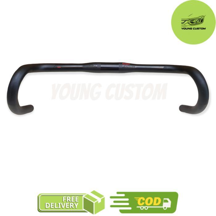Entity Expert Flare Handlebar Road Gravel Stang Sepeda Balap Drop Bar - Black Red, 420mm -young