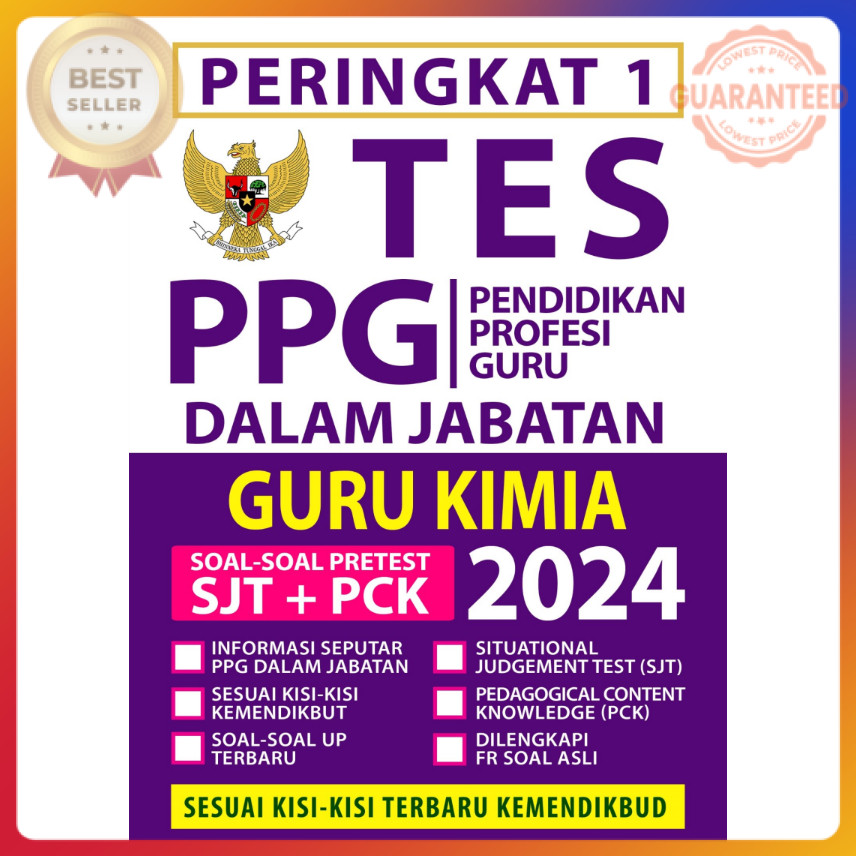 PERINGKAT 1 TES PPG DALAM JABATAN GURU KIMIA 2024 IDO196 BukuAsn.id