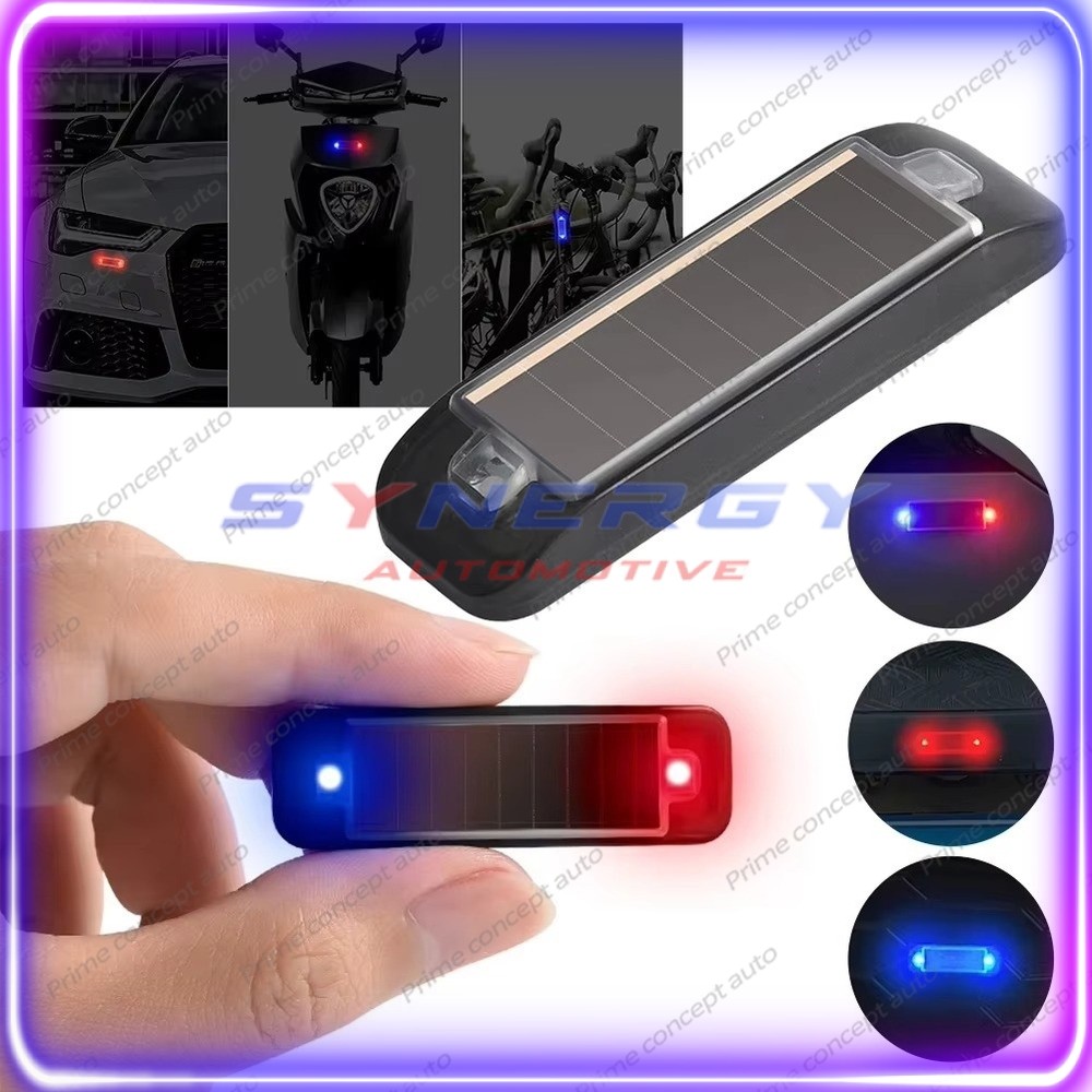 Lampu Peringatan Mobil Tenaga Surya LED Mini Biru Merah