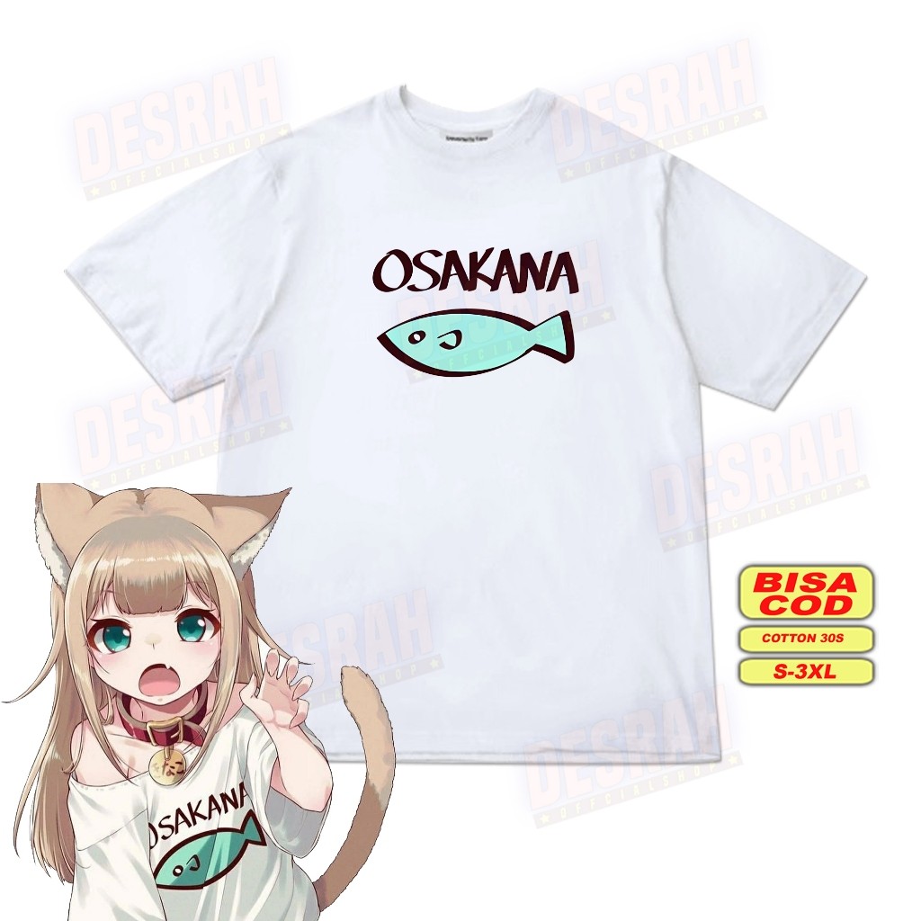OSAKANA neko fish t-shirt - kaos anime Uchi Ni Neko Ga Yattekita kaos coseplay osakana neko