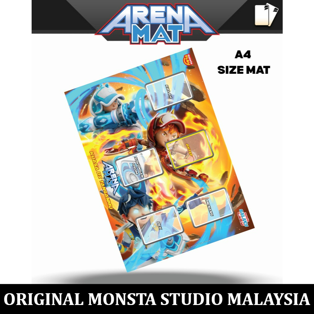 Karpet Tikar permainan Monsta Galaxy Card Arena Mat BoBoiBoy Kuasa Tahap Ketiga Original import Mala