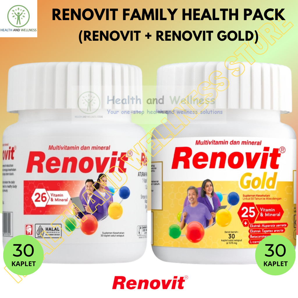 Renovit Multivitamin Dan Renovit Gold Multivitamin 30 Tablet Paket