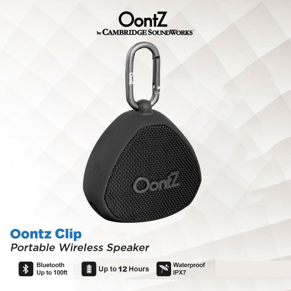 Oontz Clip Waterproof Bluetooth Speaker Portable Dual Stereo
