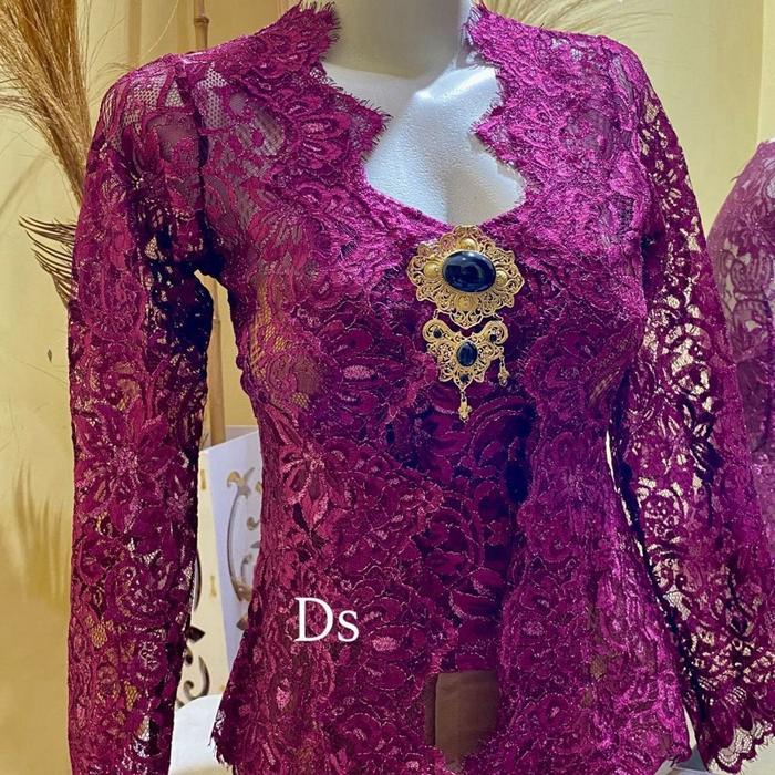 Kebaya Jadi Brokat Metalik Matahari - Magenta, S