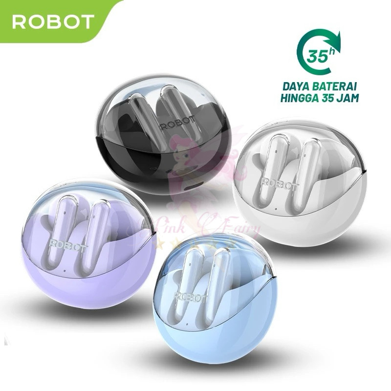 ROBOT Flybuds T30 Headset TWS Wireless Earphone With Transparent Case Bluetooth 5.3 Original