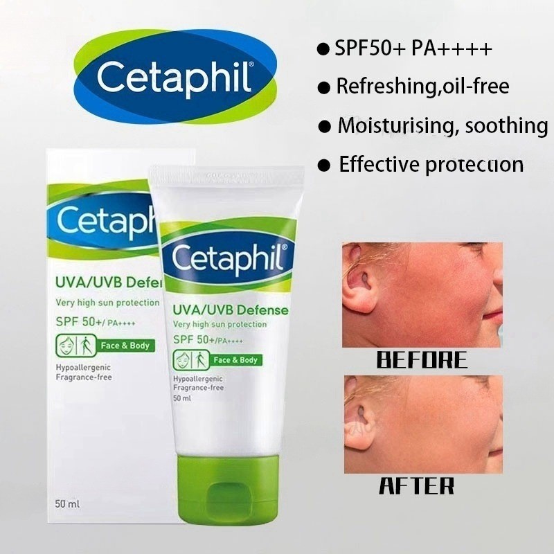 Cetaphil Sunscreen 50ml / Cetaphil Uva/Uvb Defense Sunscreen Spf50+ Pa++++ / Sunblock Untuk Perawata