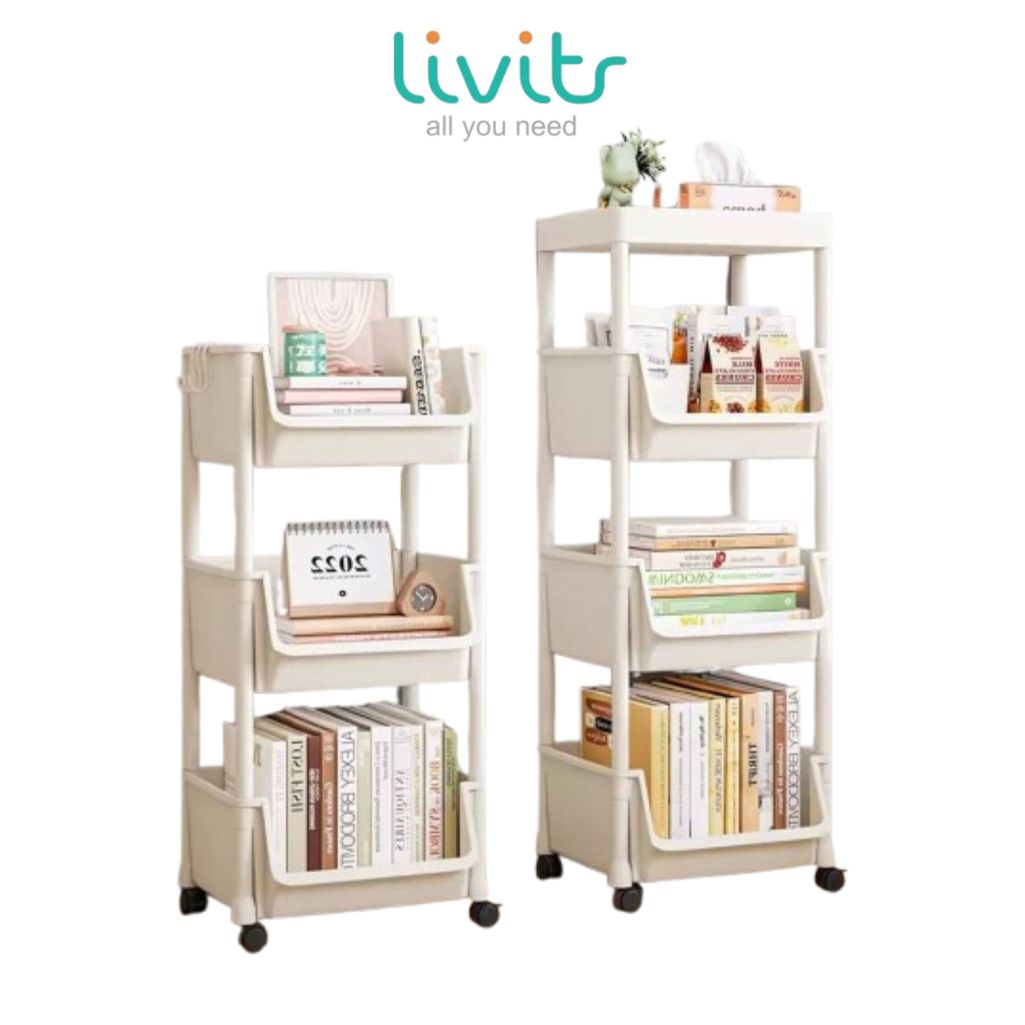 Livits - Rak Susun Serbaguna Rak Rak penyimpanan makanan ringan Toy Storage Rak Susun katrol Portabl