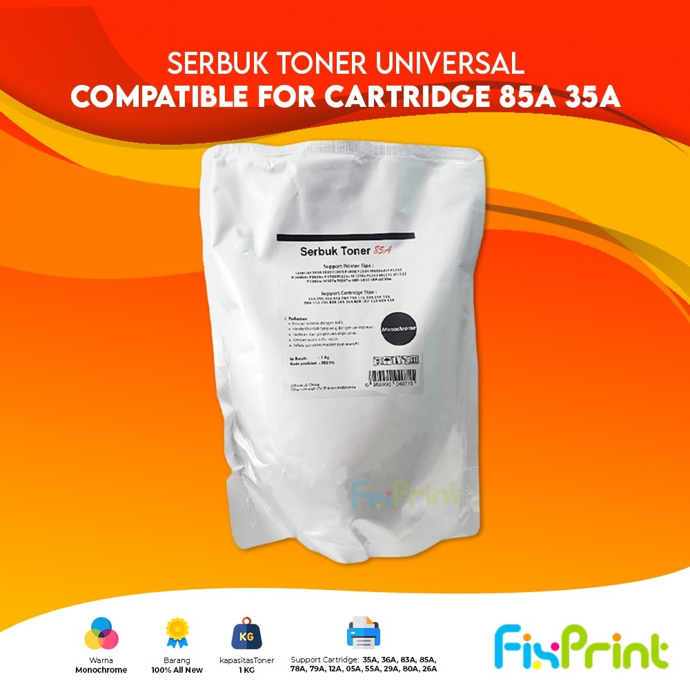 Serbuk Toner Cartridge 85A Universal 1kg Refill Printer HP P1006 P1505 M1536dnf P1566 Canon LBP-6030