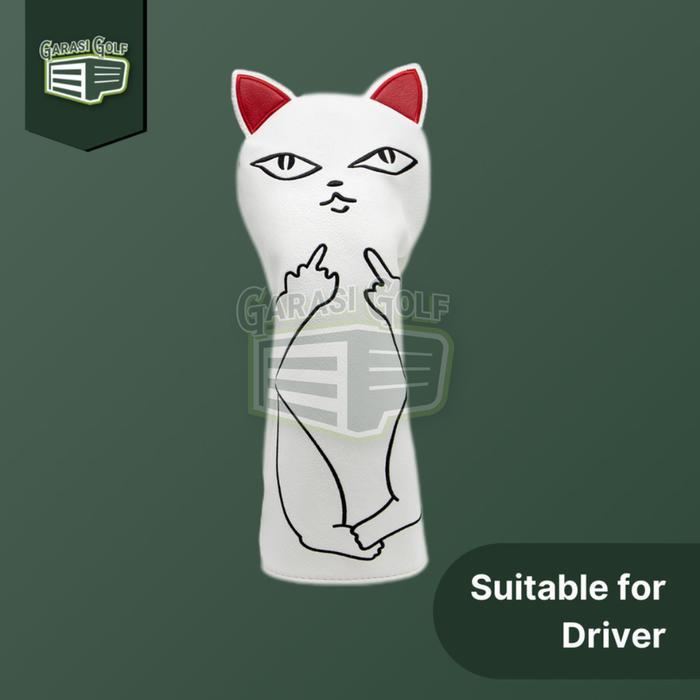 White Naughty Cat Driver Head Cover Golf - Sarung Stick Club Headcover