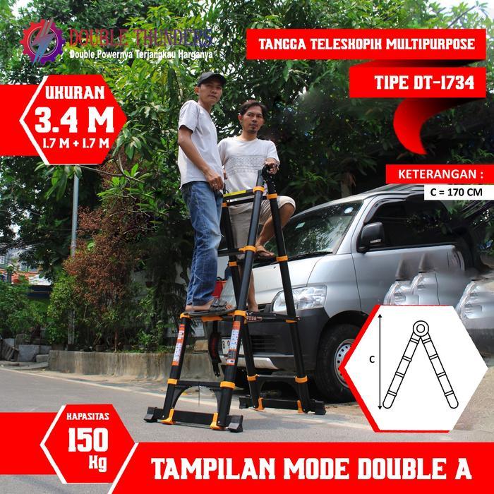 Tangga Lipat Teleskopik Double 3,4 meter DT YB1734 Tangga Lipat Double Teleskopik 1.7M + 1.7M 3.4 Me