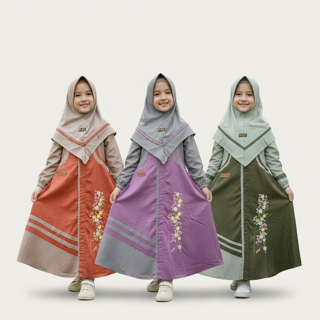 Gamis Amanda Kayana Katun Twill Premium Bordir Bunga
