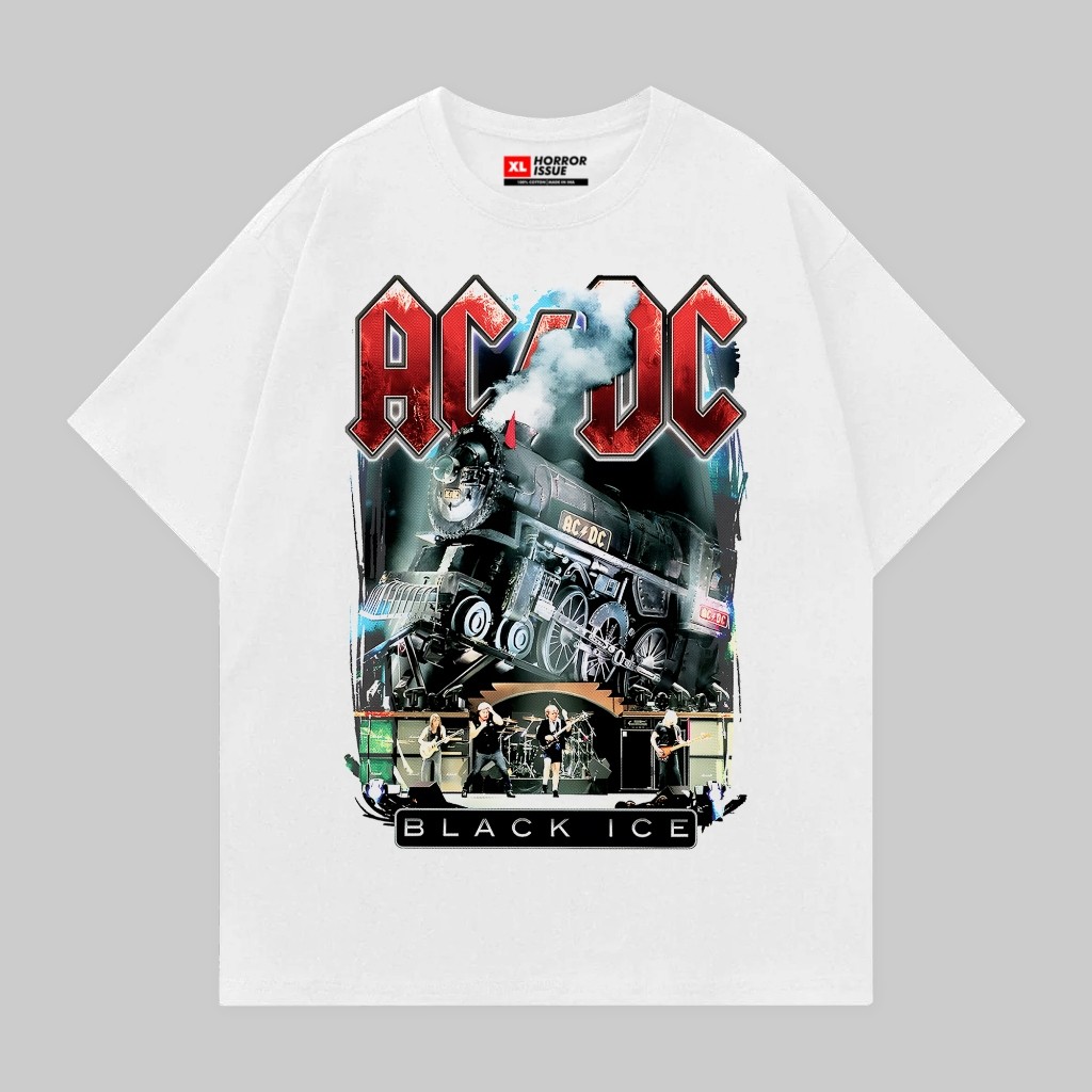 ORI T-shirt Kaos Band ACDC Putih Unisex size S-XXL Katun Combed premium