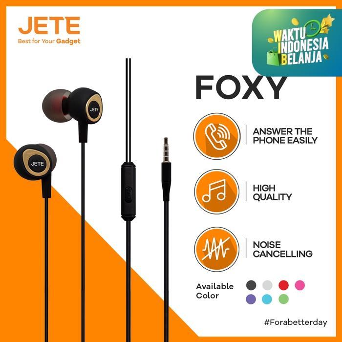 (Acome Audio) HEADSET | HEADPHONE | HANDSFREE | EARPHONE JETE FOXY - Hitam Hitam