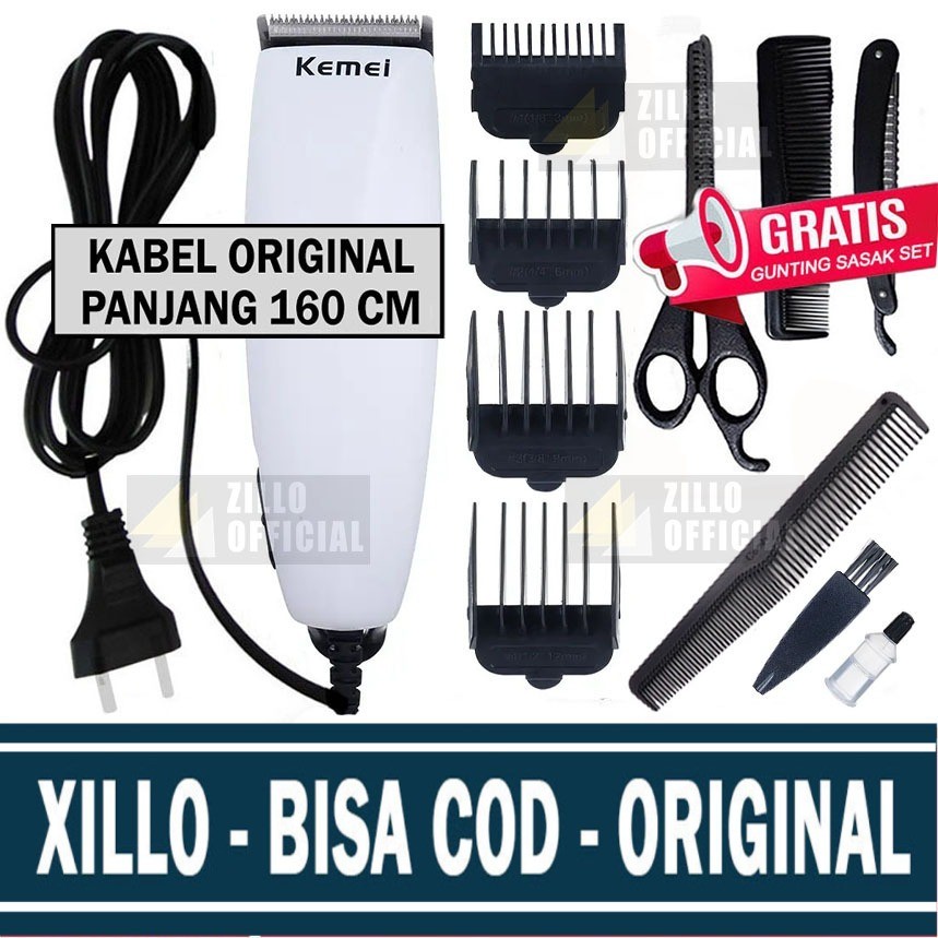 XILLO - Mesin Cukur Rambut Listrik KEMEI Bonus Gunting Sasak Rambut Set Lengkap