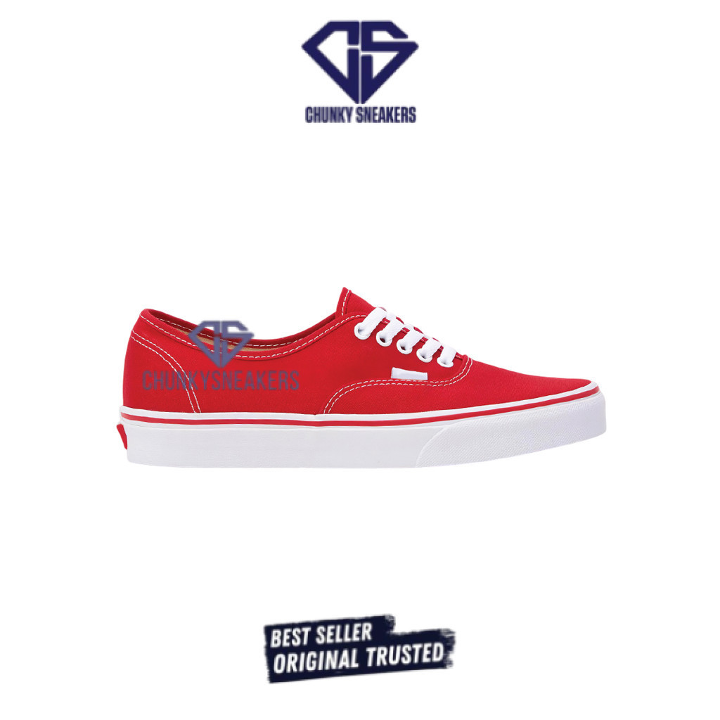 Sepatu Sepatu Vans AUTHENTIC RED CHILI WHITE CLASSIC 100% Original BNIB