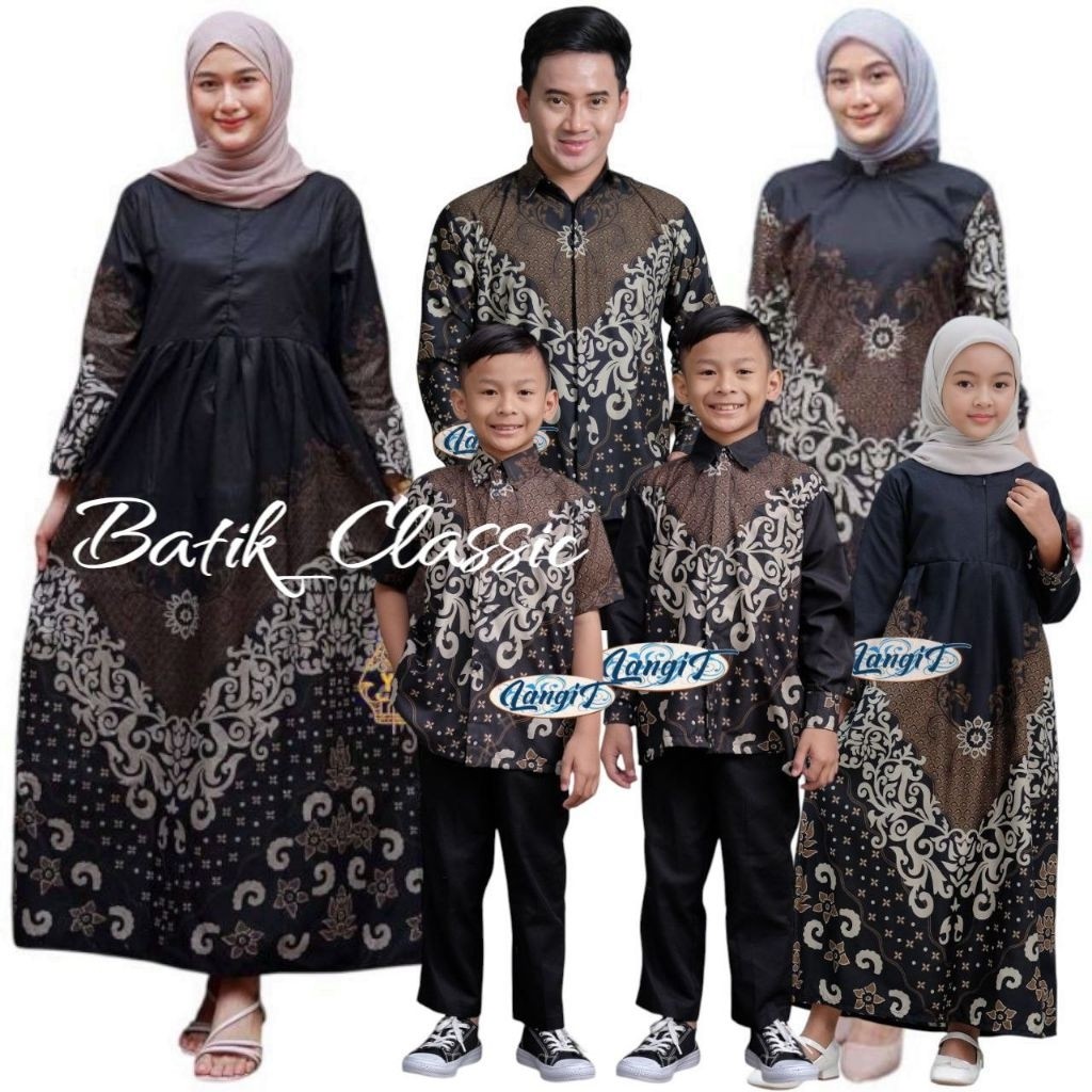 Baju Keluarga Pasangan Ayah Ibu dan Anak - Batik Sarimbit Keluarga Modern Terlaris Motif Danapathie