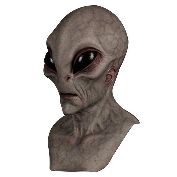 Topeng Alien Ufo Latex Mask Halloween Topeng Wajah Cosplay - Abu-abu