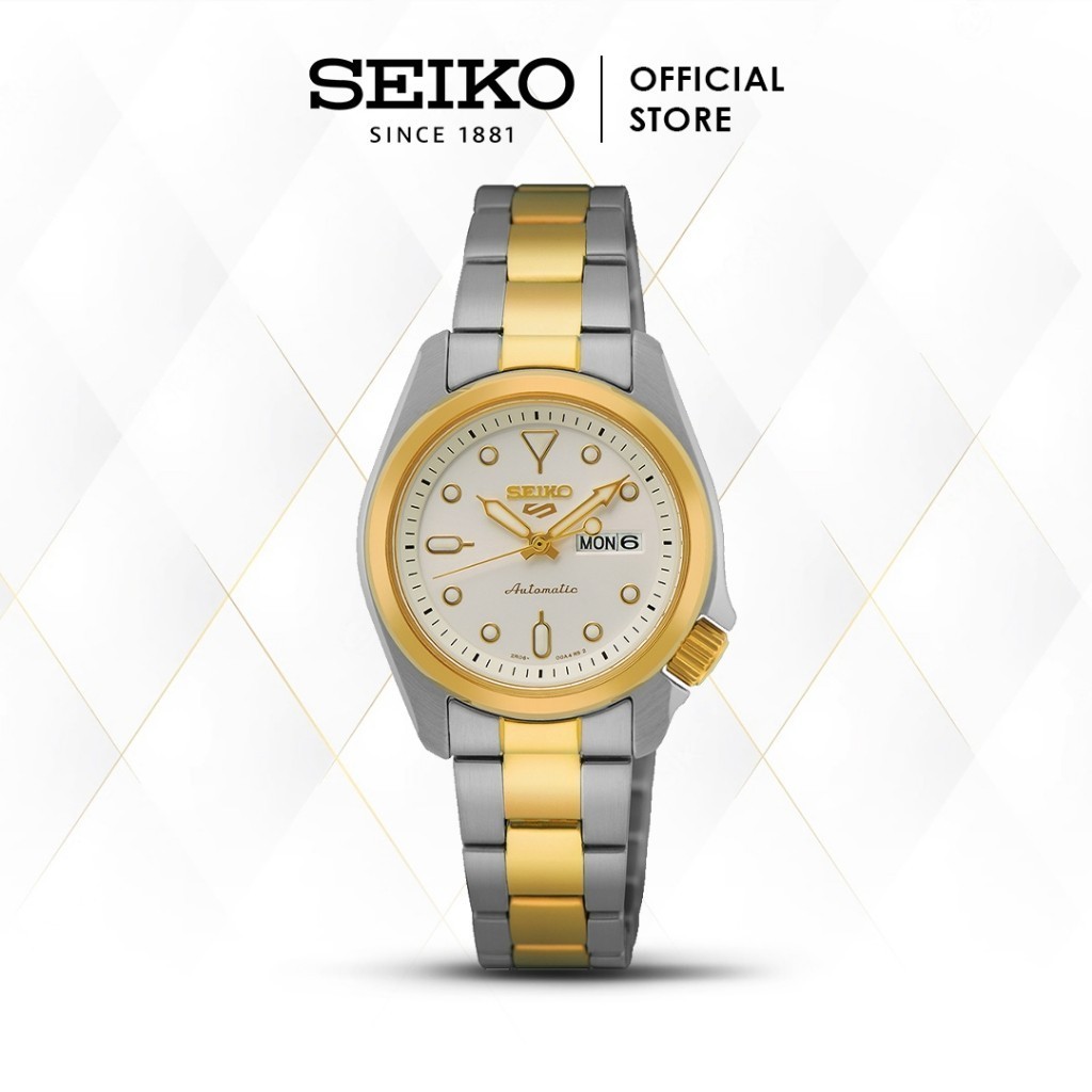 Promo Original Jam Tangan Wanita Seiko 5 Sports SRE004K1 SRE004 Gold Automatic Stainless White Dial 