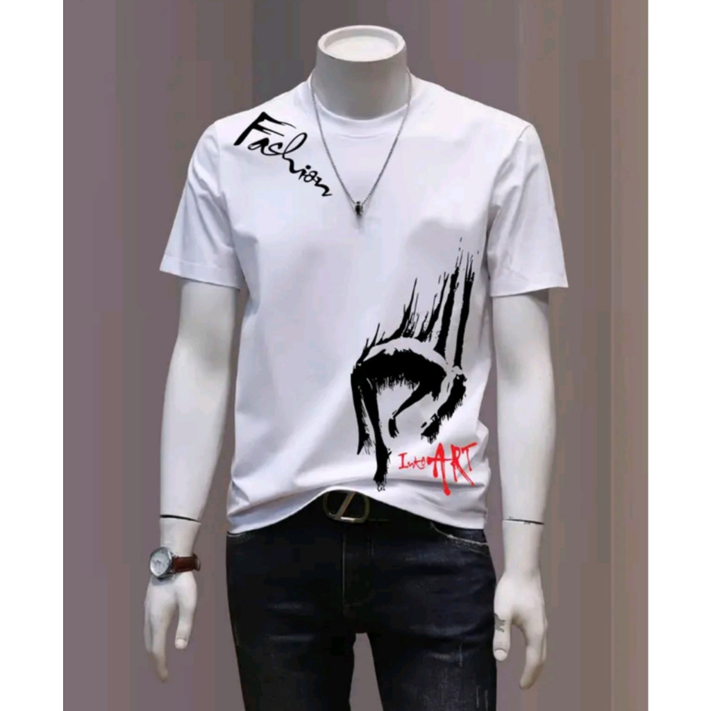 COD (Dikirim dalam 24 jam)MIEMIE. Kaos Pria Dewasa Lengan Pendek baju motif simple terbaru