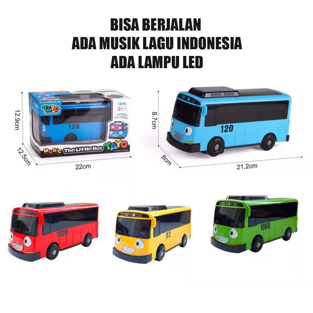 Diskon Mainan Mobil Little Bus TAYO Bisa Berjalan Musik Lagu Indonesia Dan Lampu LED Bump And Go