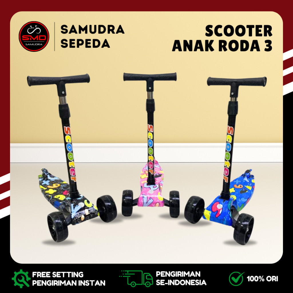 Skuter Scooter Otoped Otopet Roda 3 Lipat Nyala LED Mainan Anak Kickboard Murah Bandung