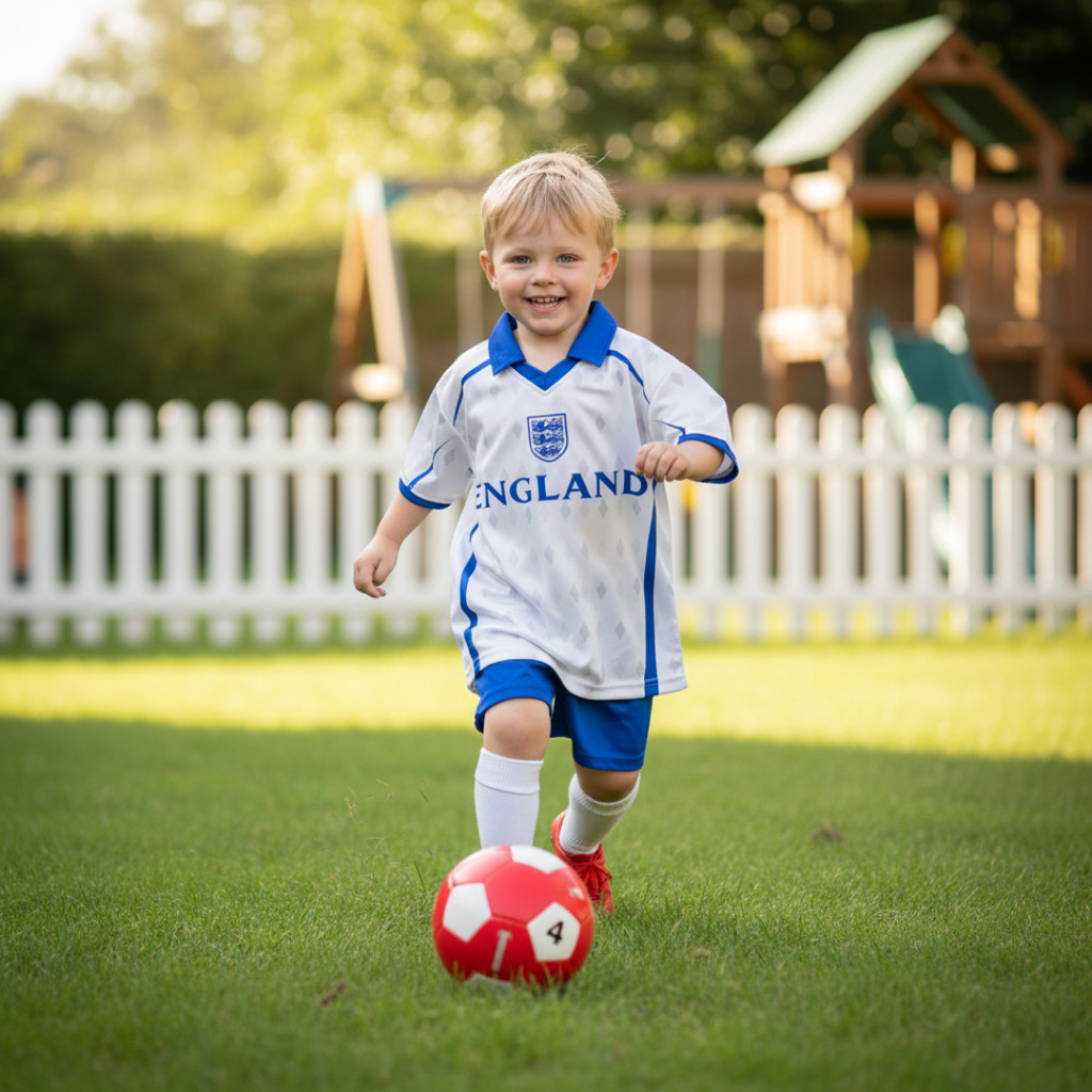 Jersey Bola Anak Putih Biru | Baju Sepak Bola Anak Premium | Adem & Nyaman