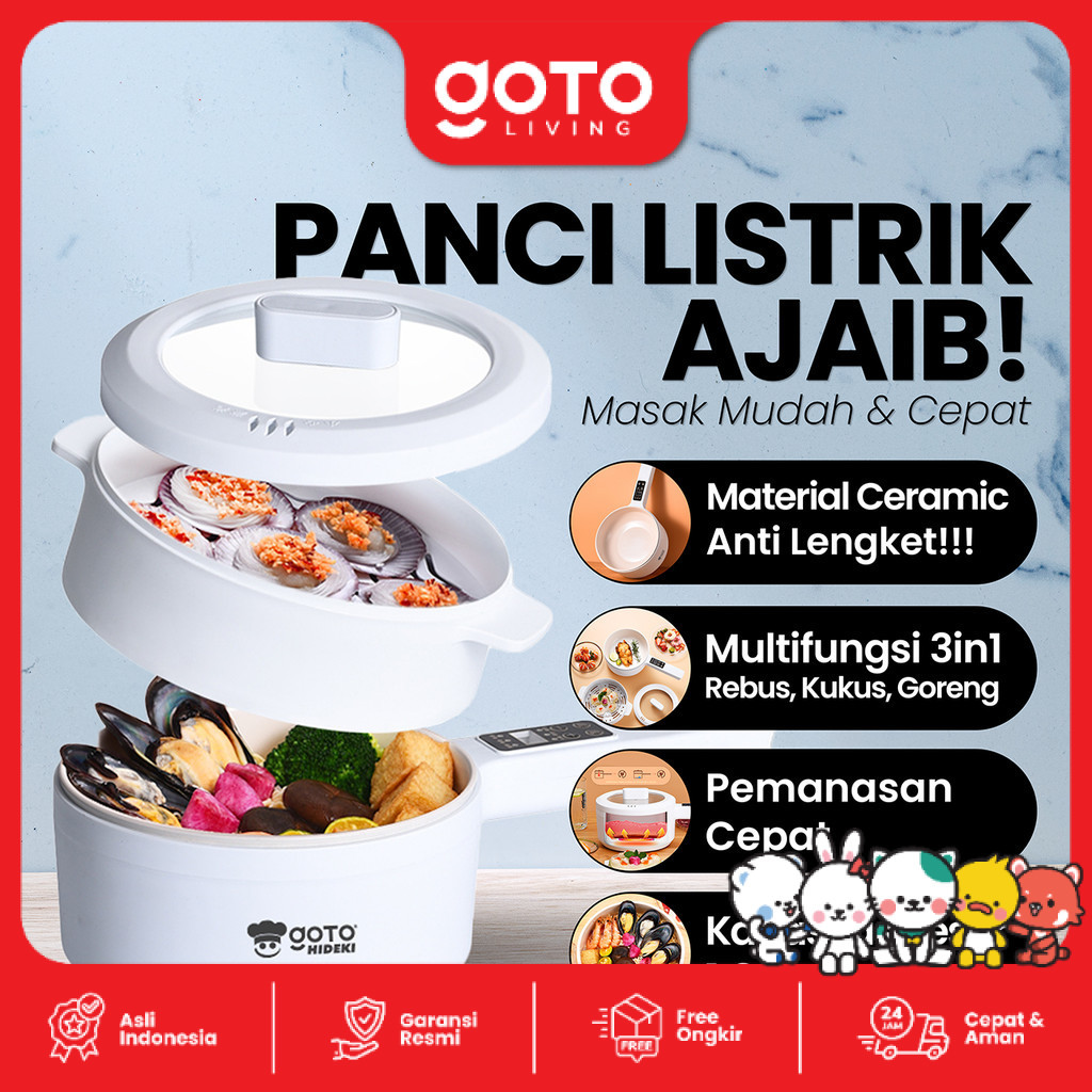 Goto Hideki Panci Listrik 1.8L Fry Pan Elektrik Penggorengan Serbaguna