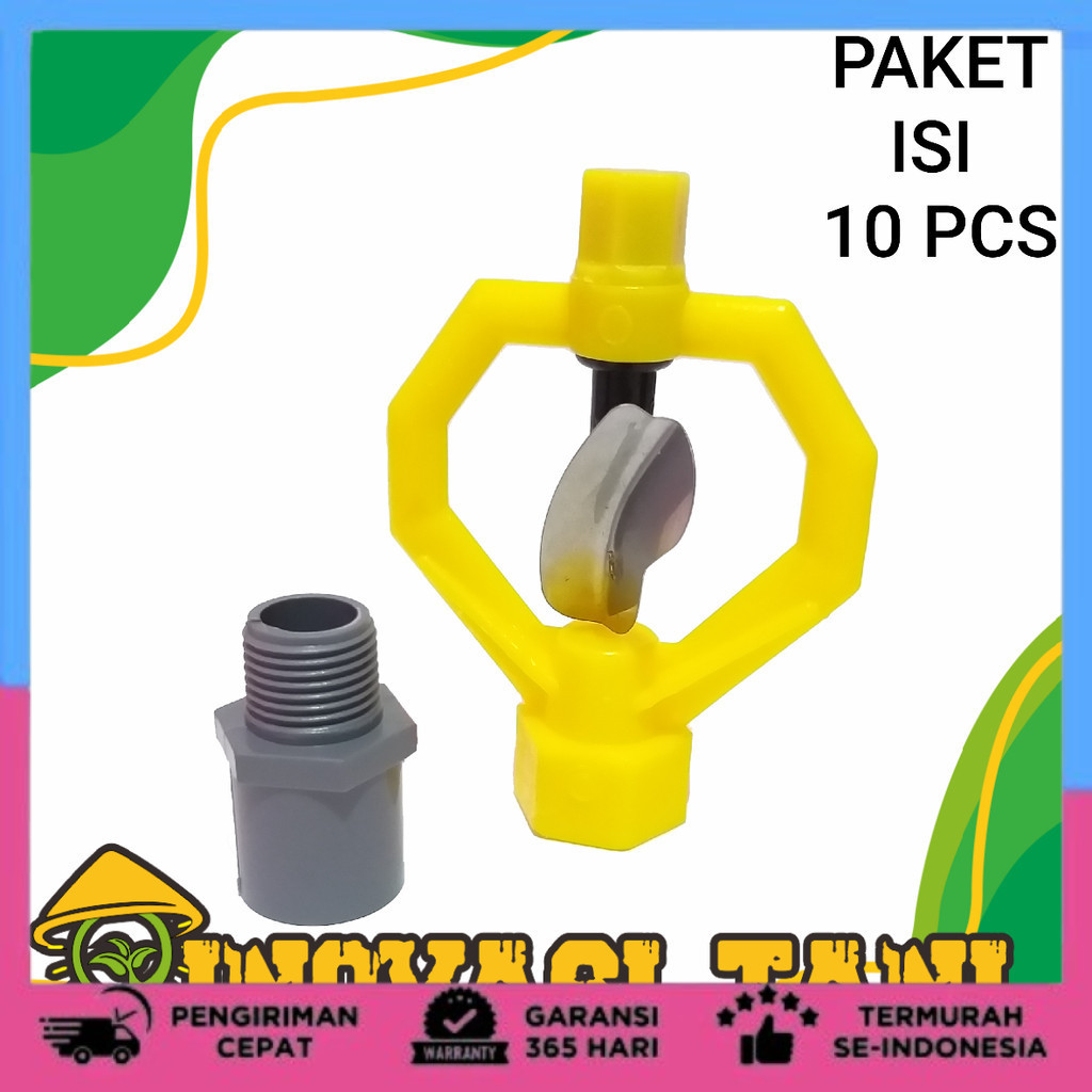 paket sprinkler kuning + shockdrat isi 10 pcs sprinkler pertanian kincir air putar copy