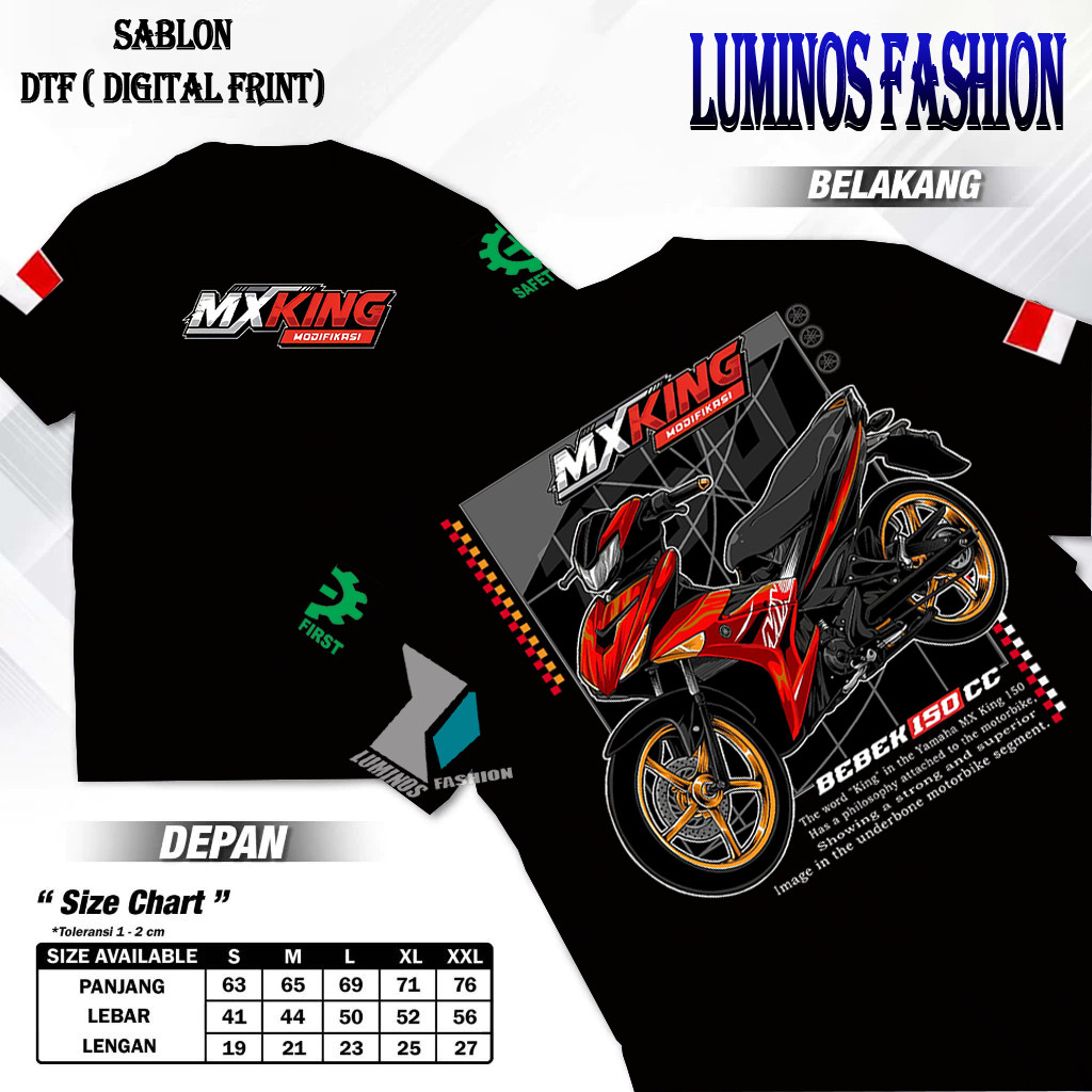 Ranberry Graphic t-shirt Kaos Baju Mx King Modifikasi T Shirt Distro Unisex Gambar Motor YAMAHA MX K