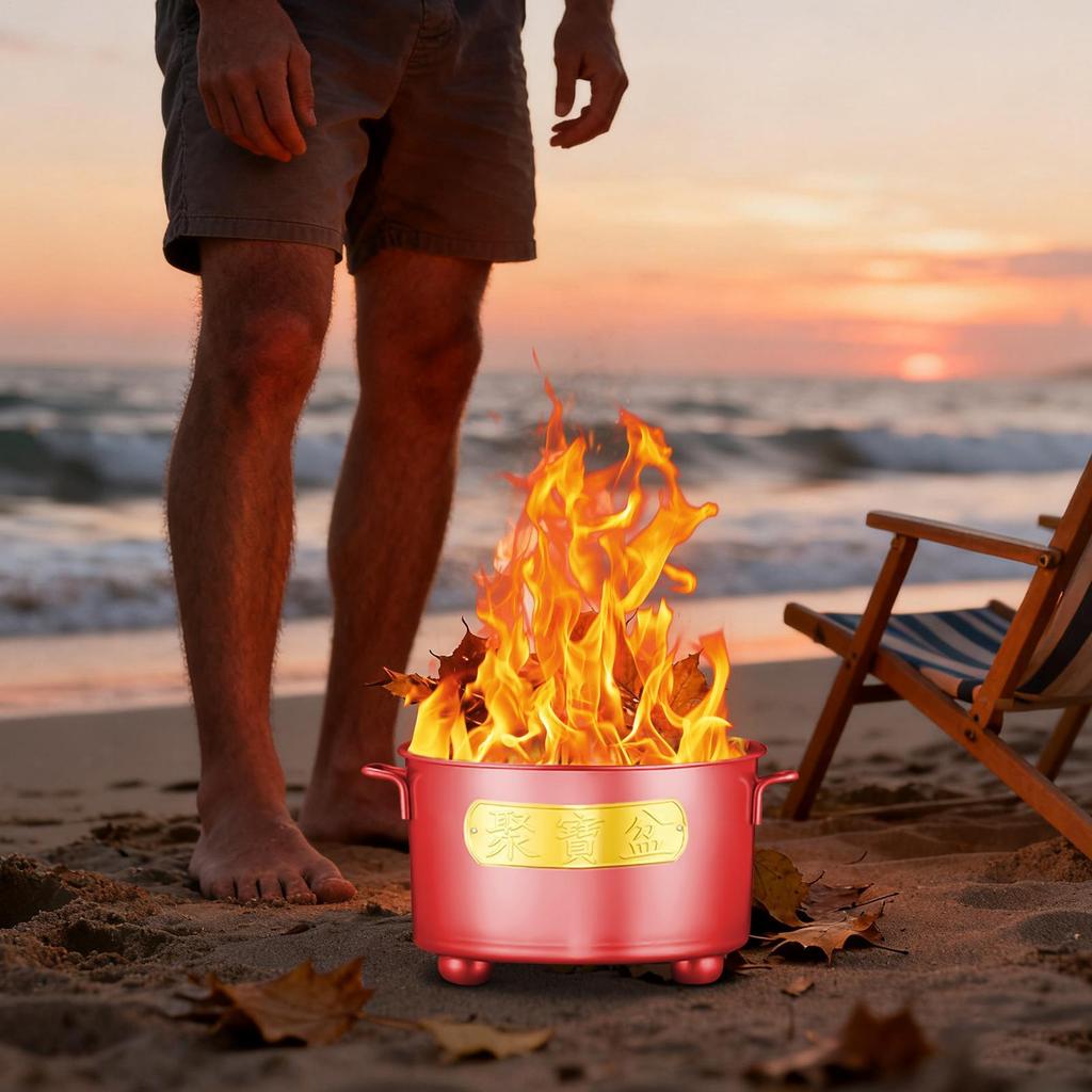 Paper Burner HeatResistant Incinerator With Handle Outdoor Metal Paper Money Burn Bucket For Wood Ga