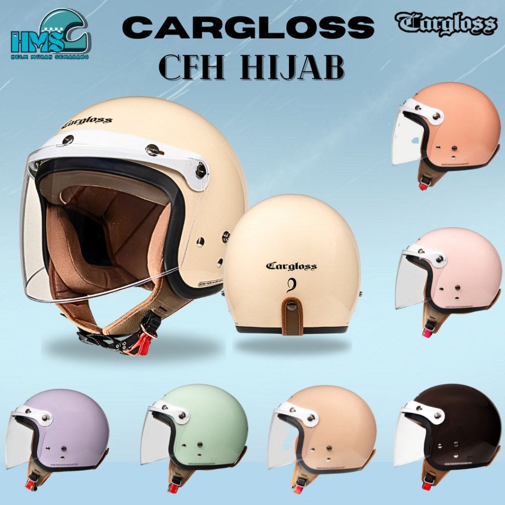CARGLOSS CFH HIJAB INOVASI TERBARU HELM WANITA HIJAB HALF FACE ORIGINAL, CARGLOSS HELMET OFFICIAL