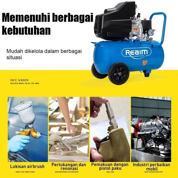 REAIM KOMPRESOR ANGIN 2.04HP 50L - MESIN KOMPRESOR LISTRIK TANPA OLI & ANTI PANAS [SILENT <60DB] | T