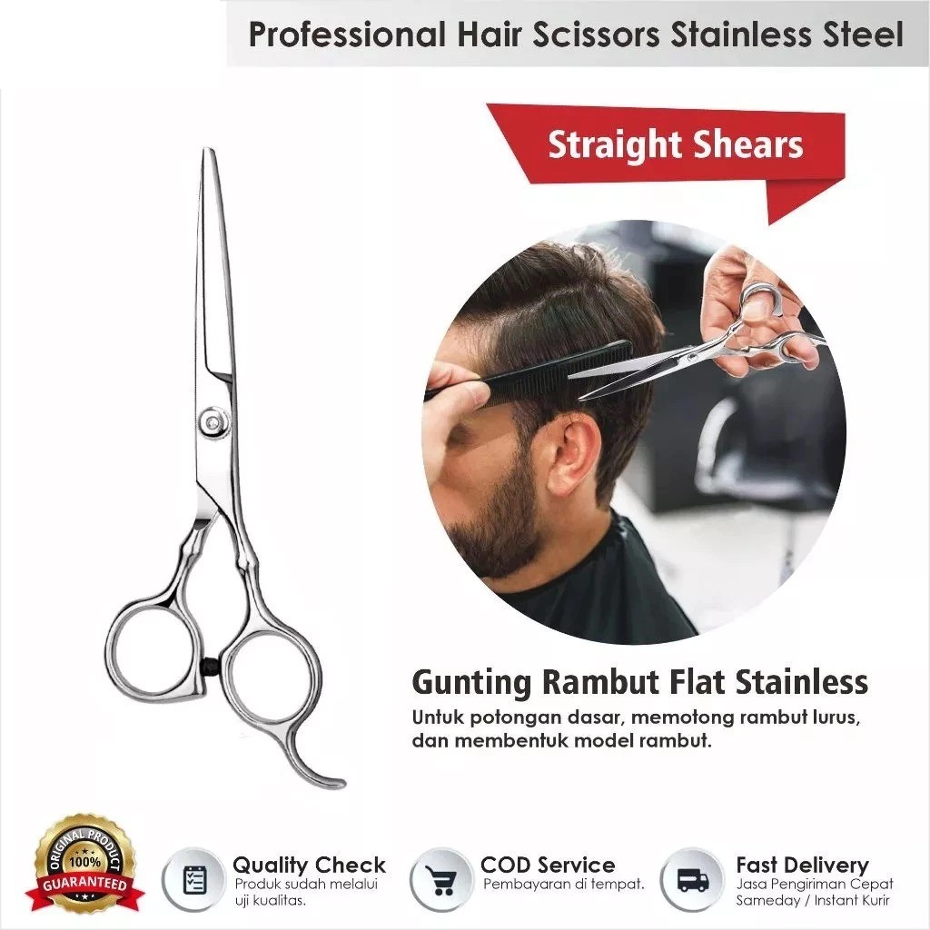 SBY | Gunting Potong Rambut Stainless Gunting Sasak Gunting Flat Barbershop Salon Pangkas Rambut IMP