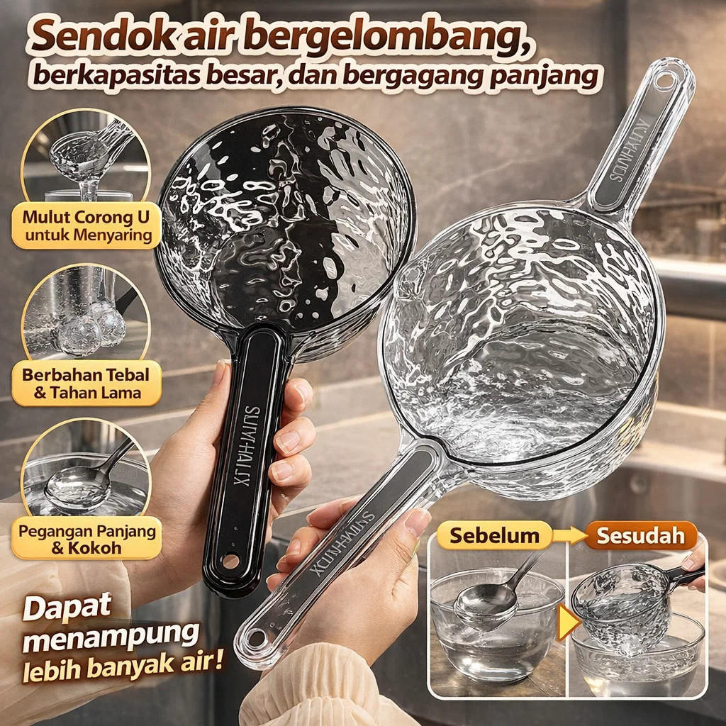 [COD+Pengiriman 24 Jam]Sendok Air Bergagang Panjang/ Berkapasitas Besar, Dan Bergelombang./Kapasitas