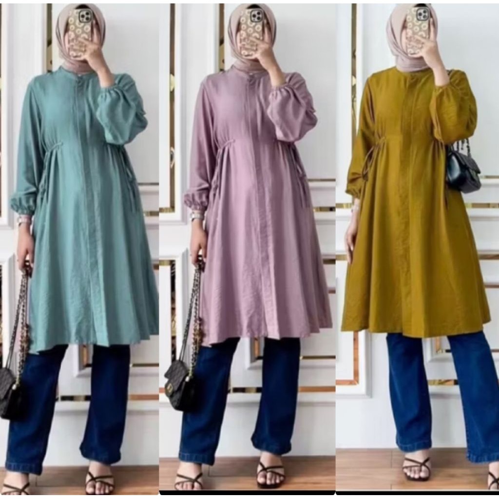 TUNIK TALY POLOS RAYON TWIL/ATASAN  WANITA MUSLIM