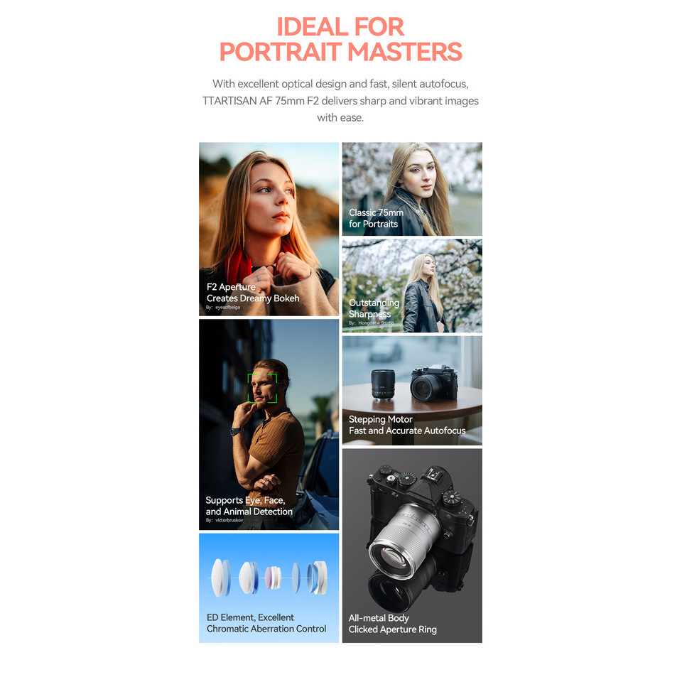 TTArtisan APS-C Manual Lens 50mm F1.2 35mm F1.4 MF AF 35mm F1.8 56mm Full Frame 40 75mm F2 for Sony 