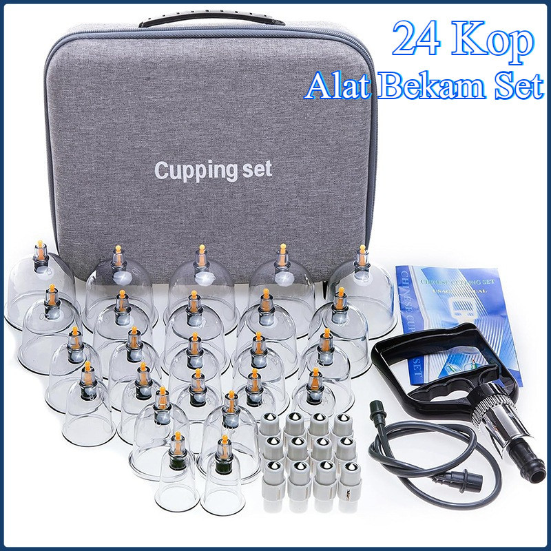 Kop Alat Bekam Set isi 24 Kop BERKUALITAS Hijamah Kop Angin 24 pcs Ori Tebal Lengkap Selang Pompa