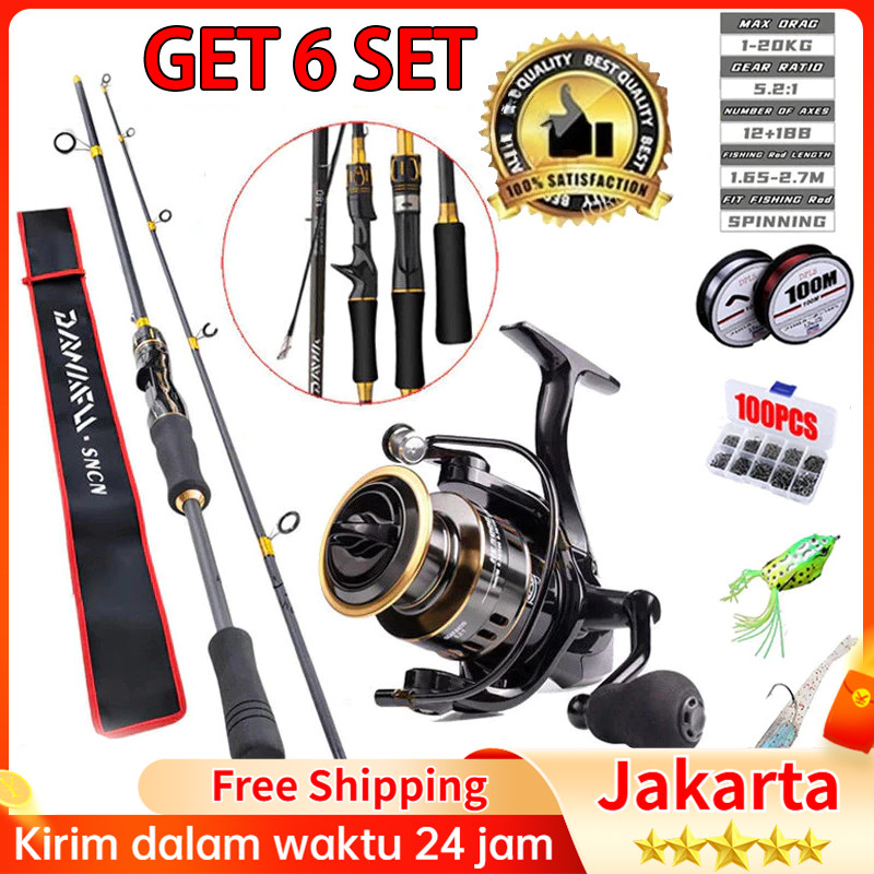 Joran Pancing 1.65M 1.8M Set 15 Kg Reel Pancing Murah Kuat Power Pancing Set Beli 1 Dapat 5 Sougayil
