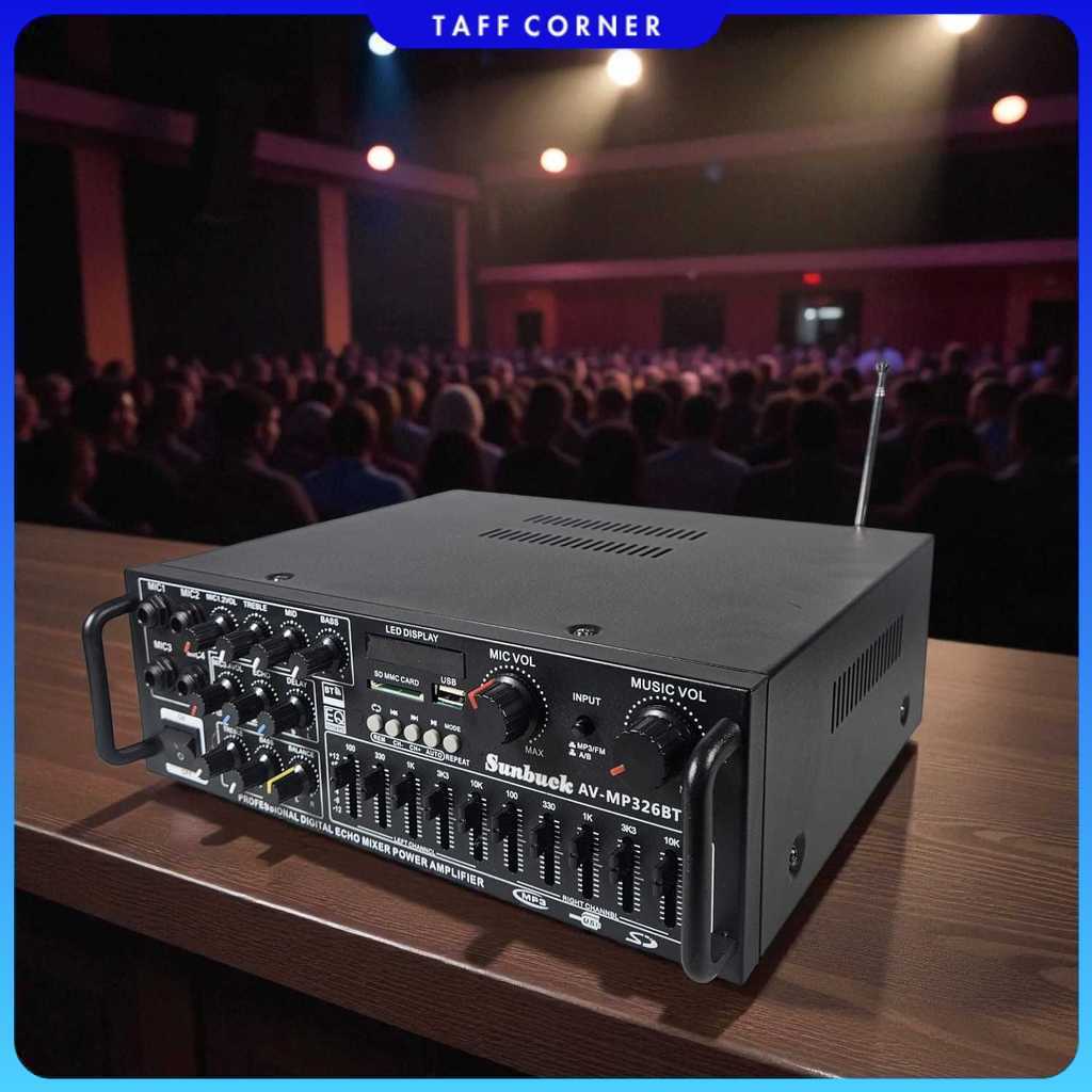 Sunbuck Bluetooth EQ Amplifier Karaoke Mixer Audio FM - AV-MP326BT