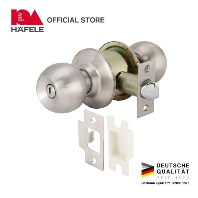 Hafele Gagang Kunci Pintu/Kunci Pintu Kamar Mandi Bulat Stainless Steel - Pegangan Pintu 1 Set Model