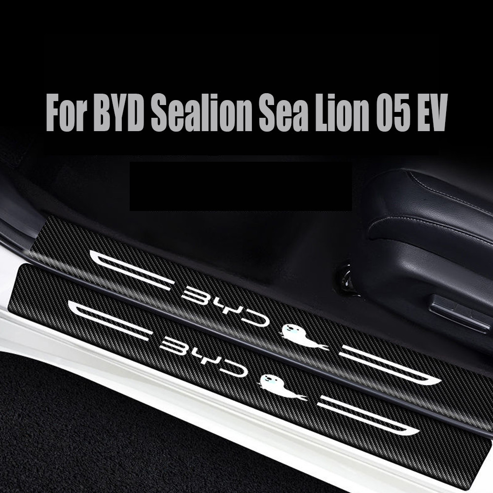 For BYD Sealion Sea Lion 05 EV 2025 Leather Car Door Sill Sticker Protection Plate Tailgate Threshol