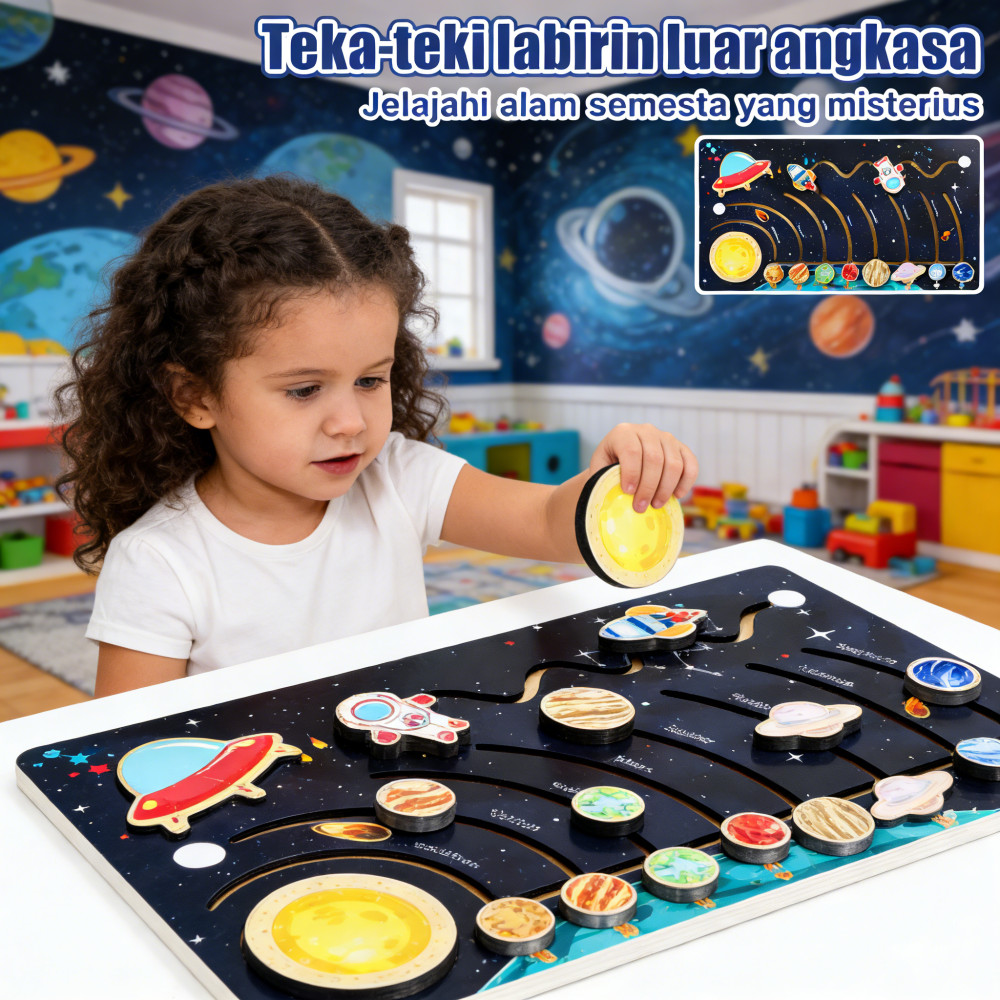 Puzzle Papan Permainan Anak Delapan Planet Luar Angkasa Tata Surya Mainan Pendidikan