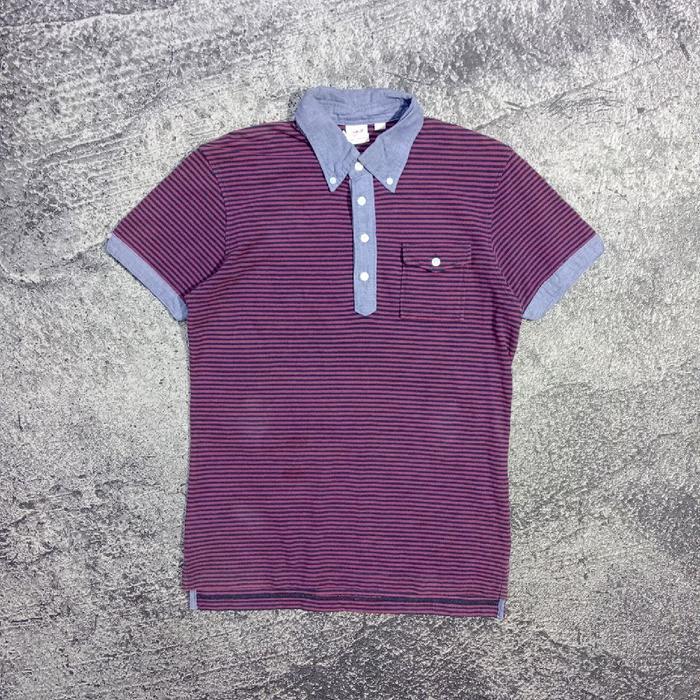 Kaos Krah pria UNIQLO X MICHAEL BASTIAN garis garis casual murah size M