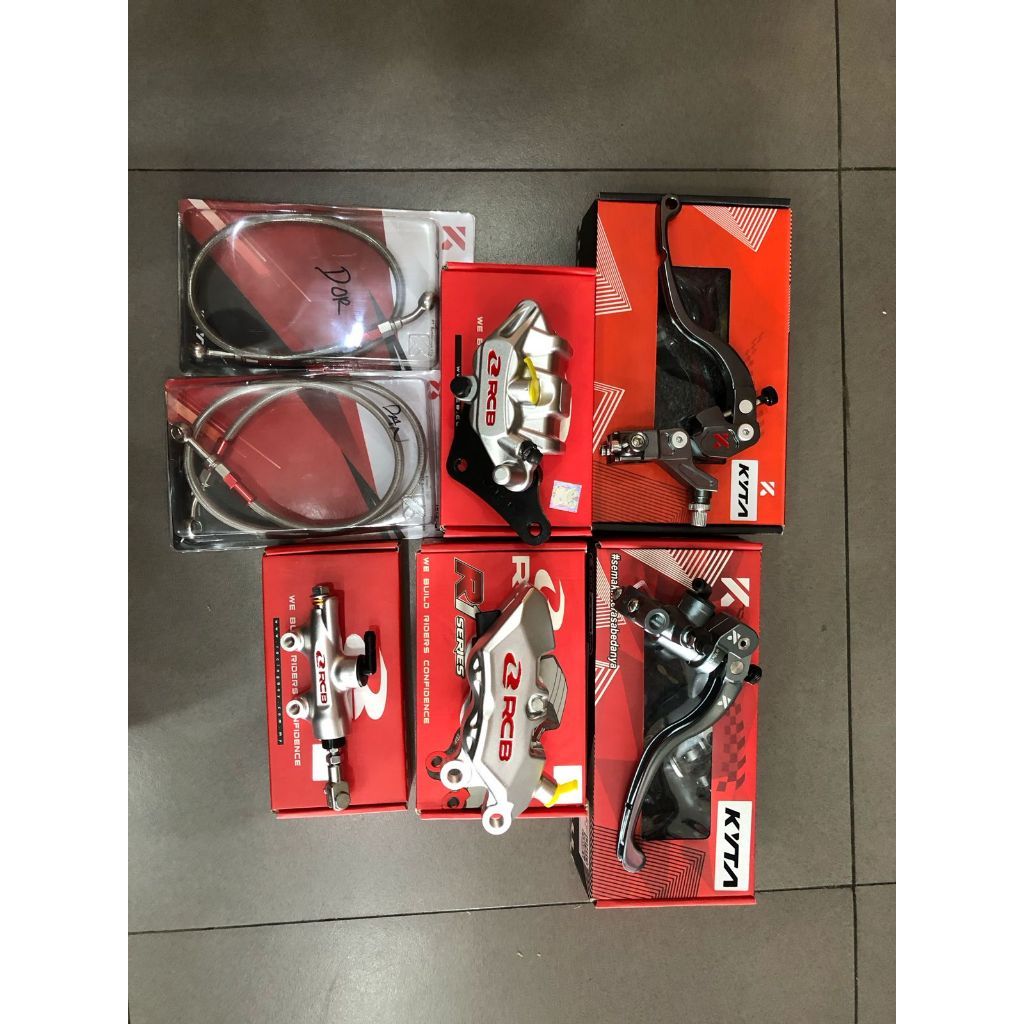 Paketan Master Rem KTC 7nb set kanan kiri kopling + Kaliper RCB 4 4P piston depan belakang 2 2P pist
