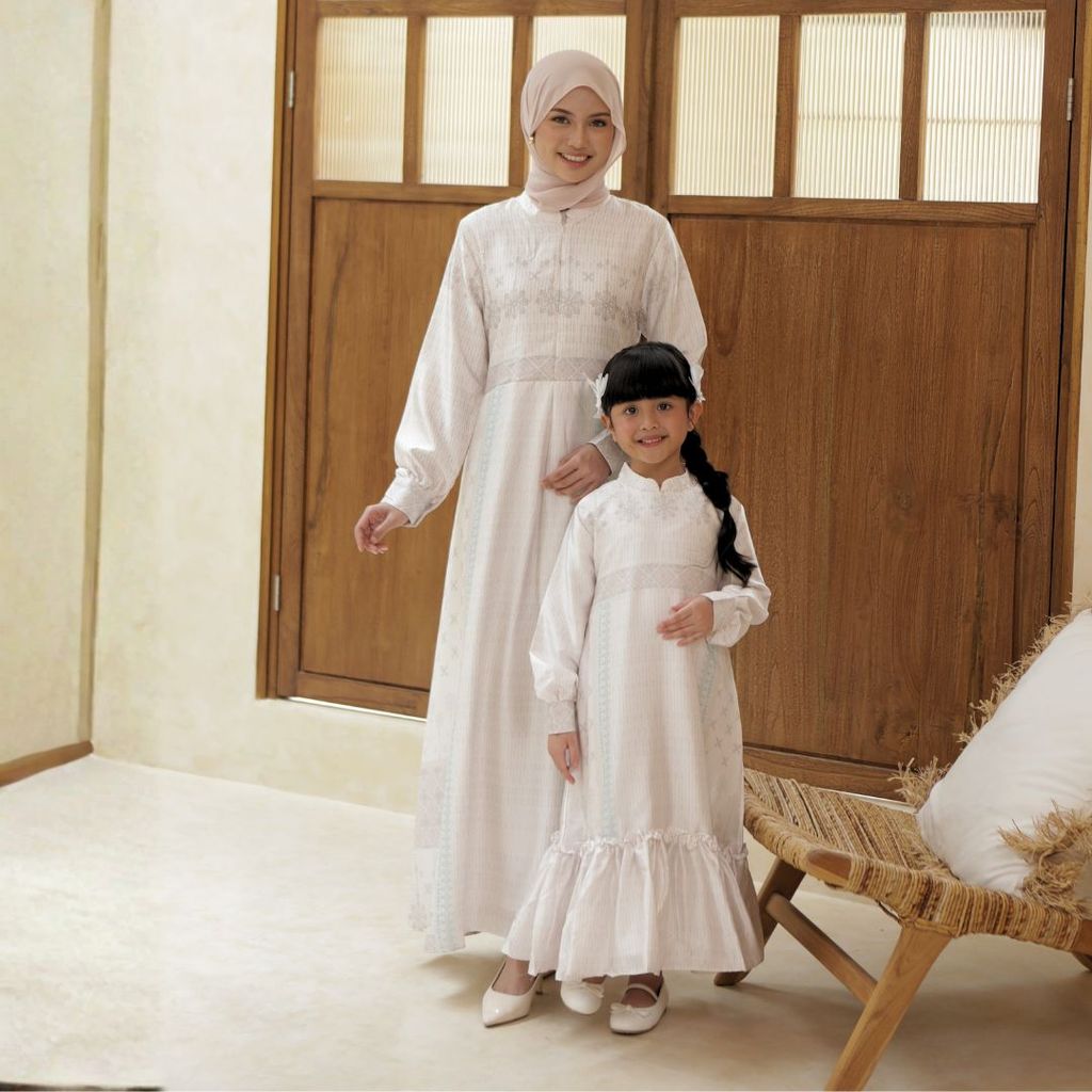MOONJOY ALMEERA DRESS - Dress couple ibu dan anak lebaran hari raya dress kondangan biru muda