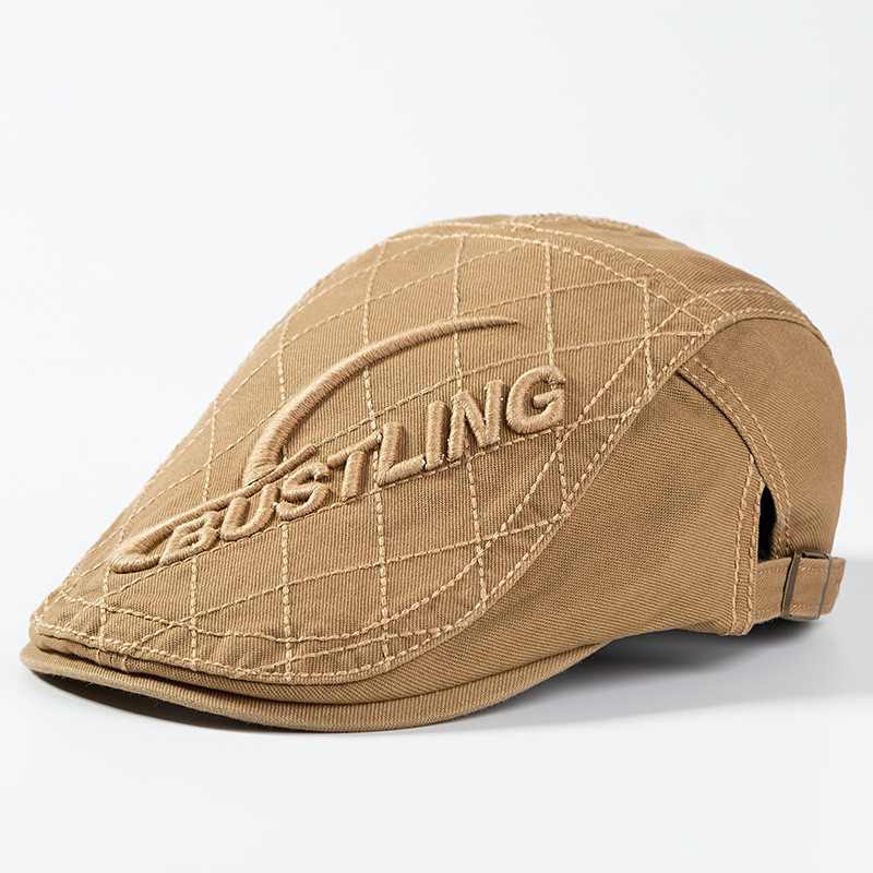 Topi Baret Pria Versi Retro Inggris Korea Topi Atas Bernapas