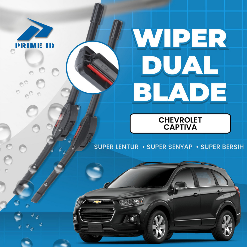 PRIME Wiper Mobil Frameless Dual Layer Blade Chevrolet Captiva 1 SET 2 PCS Kiri dan Kanan