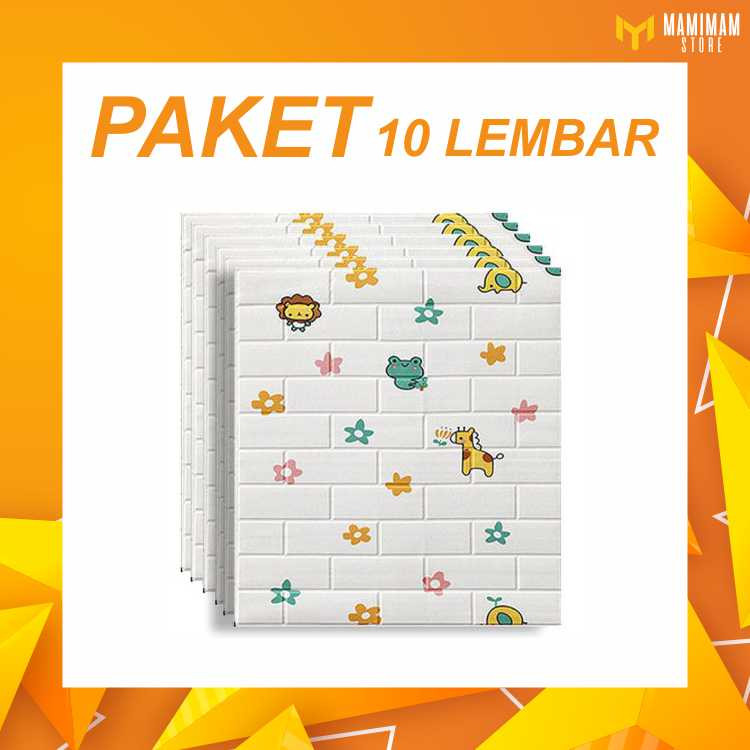 PROMO Paket 10 Lembar Wallpaper Dinding Foam 3D Motif Karakter Anak Dekorasi Ruangan Stiker Dinding 