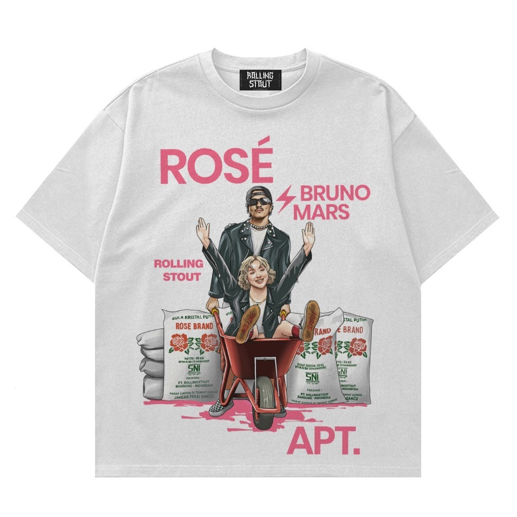 Kaos Casual Rollingstout - ROSE BRAND Bruno Mars APT. | KAOS BAND | BAJU MUSIK METAL ROCK
